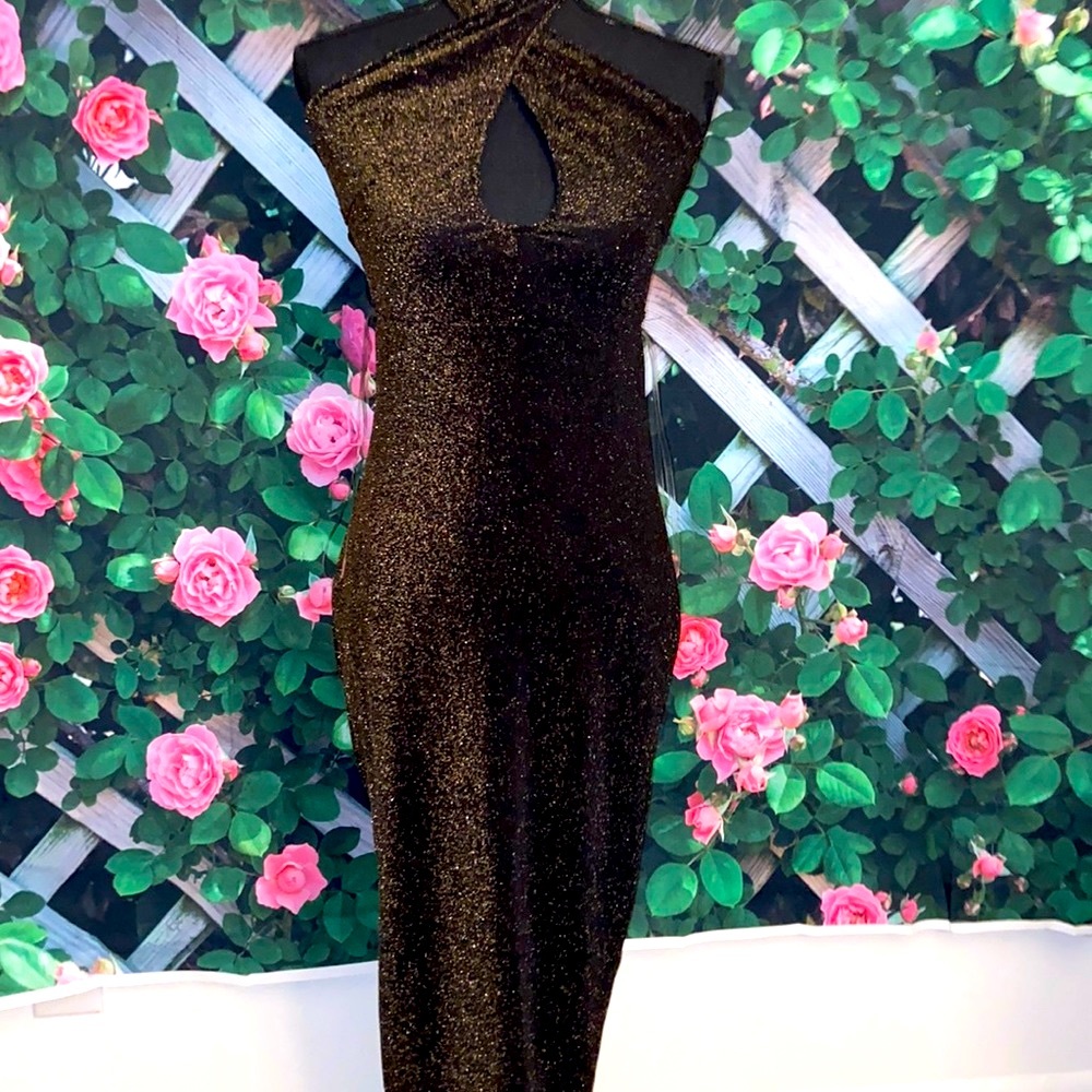 Black sparkle dress.